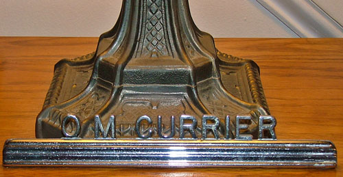 Nameplate on original desk from Livery Stable (actually Jane's dad, O.M. Currier)