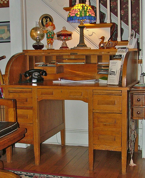 Original desk from Havre de Grace Livery Stable still used at Currier House B&B